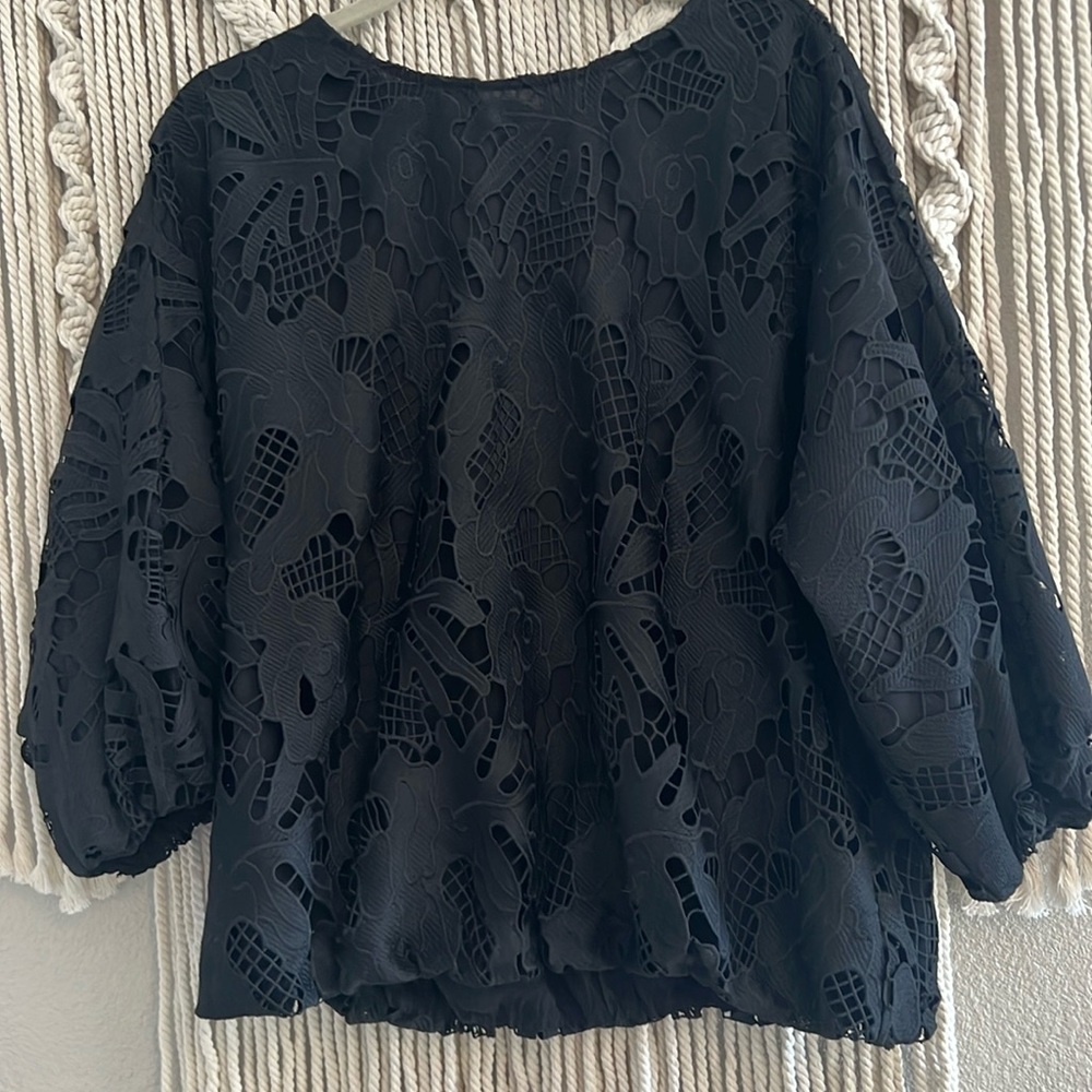Anthropologie Black Lace Blouse